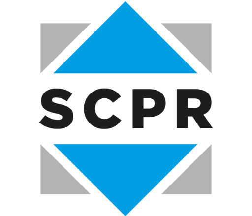 Logo SCPR bleu et gris sur fond transparent